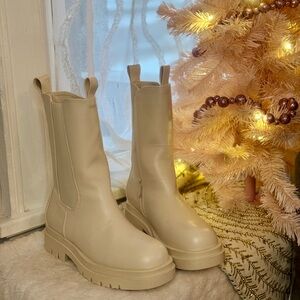 Fashion Nova Beige Heeled Boots
